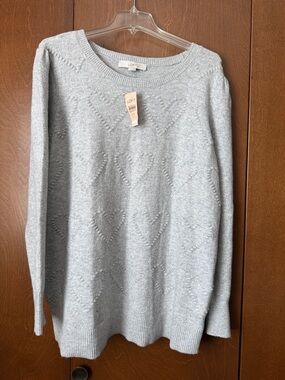 Loft Cotton Blend Sweater NWT XL Heart Motif ret $54.99 Washable